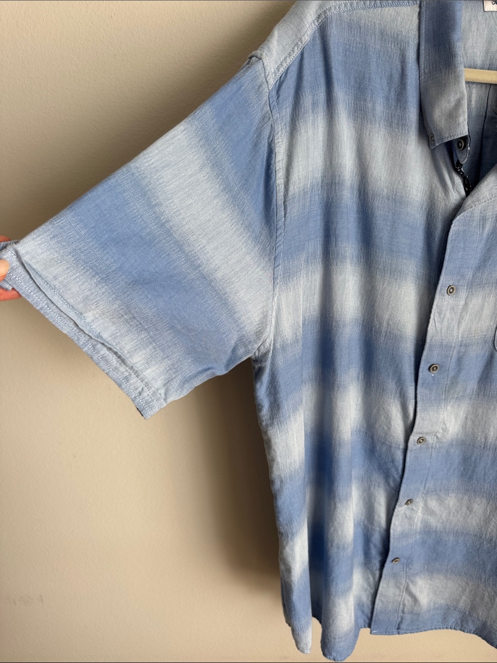 Tommy Bahama Blue Linen Blend Button Front Shirt 2XL Coastal Resort Wear - Picture 8 of 11
